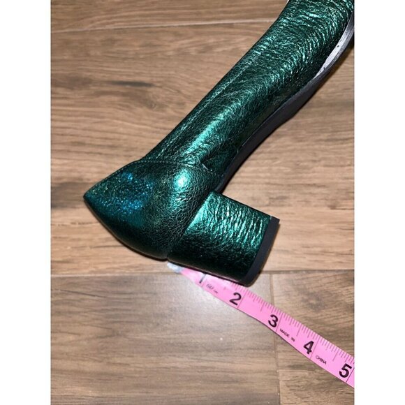 NWT Anthropologie Jon Josef Damas  Green Vulcano Metalllic  Leather Heels Size 6 - Picture 7 of 8